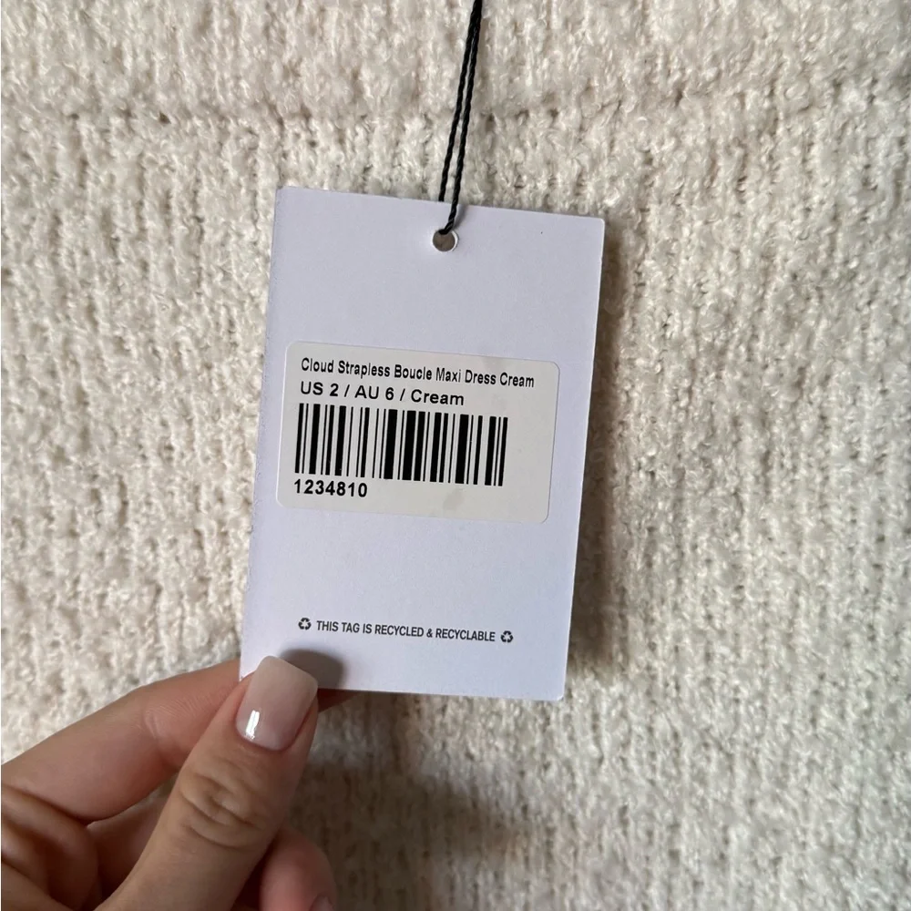 NWT Princess Polly Cloud Maxi Cream Dress Strapless Boucle Size 2 - Picture 13 of 14